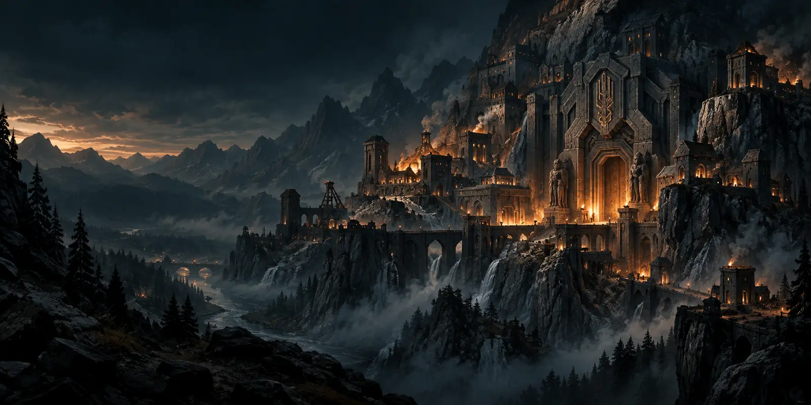 A Dwarf city at dusk
