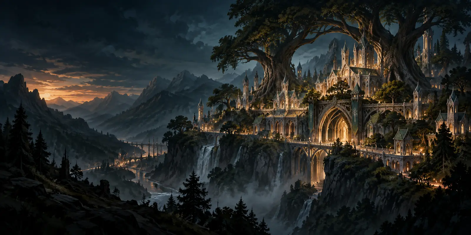 A Elf city at dusk